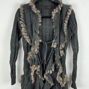 Sophyline Sweater Cardigan Size S/M Gray Long Sleeve Collared Knit Pockets Stret